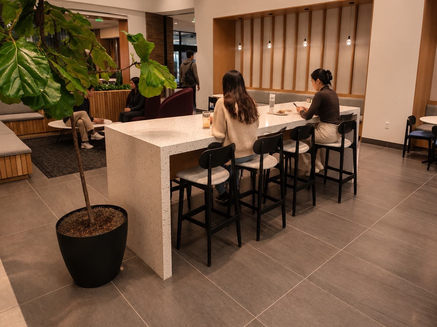 Tayga Cafe's communal counter and seating